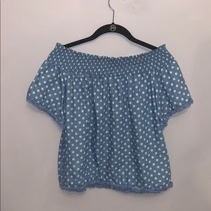 Blue Off the Shoulder Tee